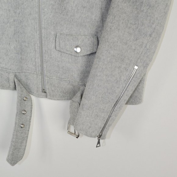 Theory Wool Cashmere Grey Tralsmin Moto Biker Jacket Size P/XS - Picture 11 of 13